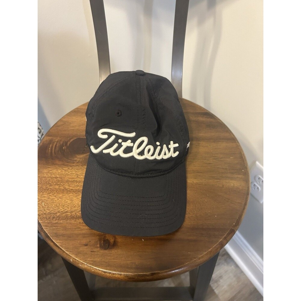 Titleist FootJoy Hat Cap Strap Back Black Pro V1 Golf Golfer Mens FJ Adjustable